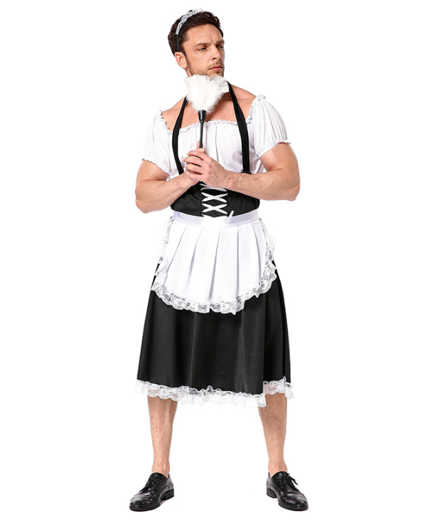 French Maid Costume for Men Sling Sexy Male Uniform Role Play Costume